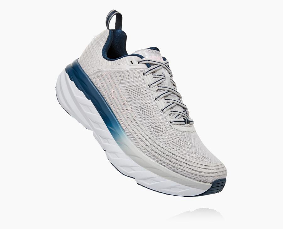 Hoka One One Walking Shoes Womens Grey - Bondi 6 - 32974KXHJ